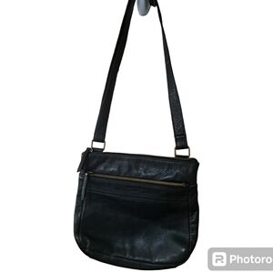 Margot Black Pebble Leather Crossbody Bag